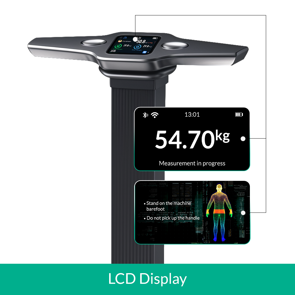 Digital weight scale with an LCD display showing weight_body composition analyzer