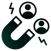 Icon of a magnet attracting people with lightning bolts_body composition analyzer