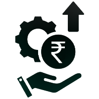 Icon with acurrency symbol and hand, representing financial services or trade_body composition analyzer