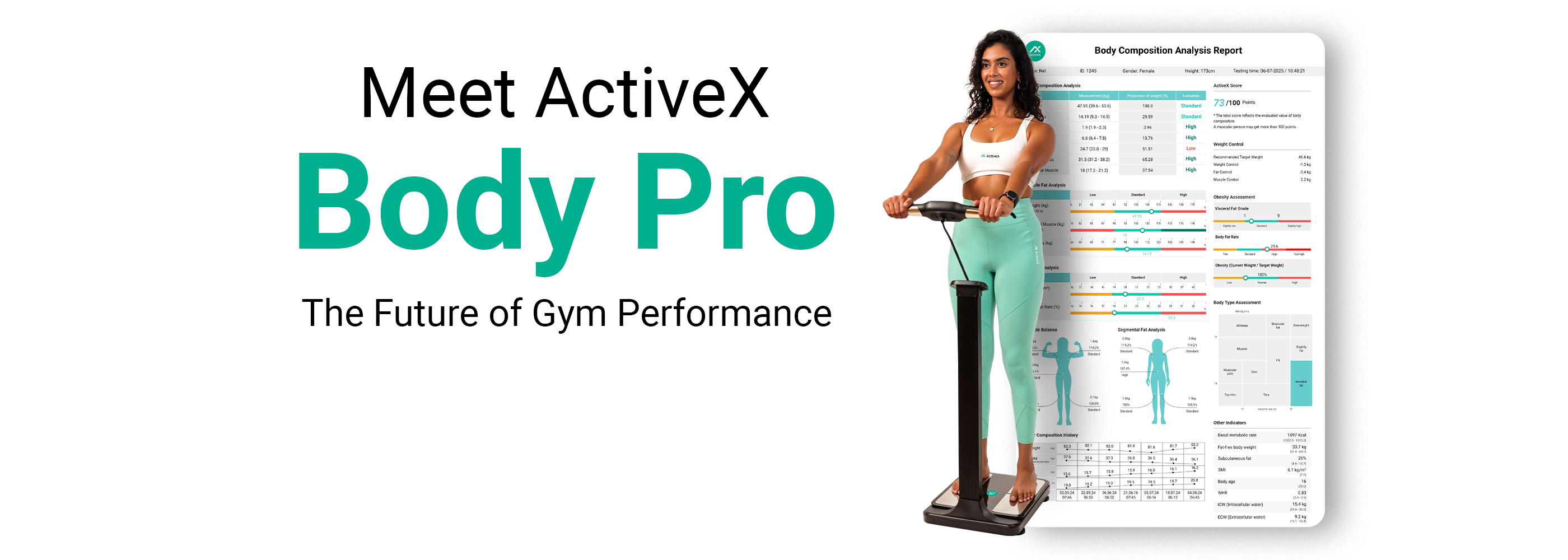 ActiveX Body Pro with a woman using the device_body composition analyzer